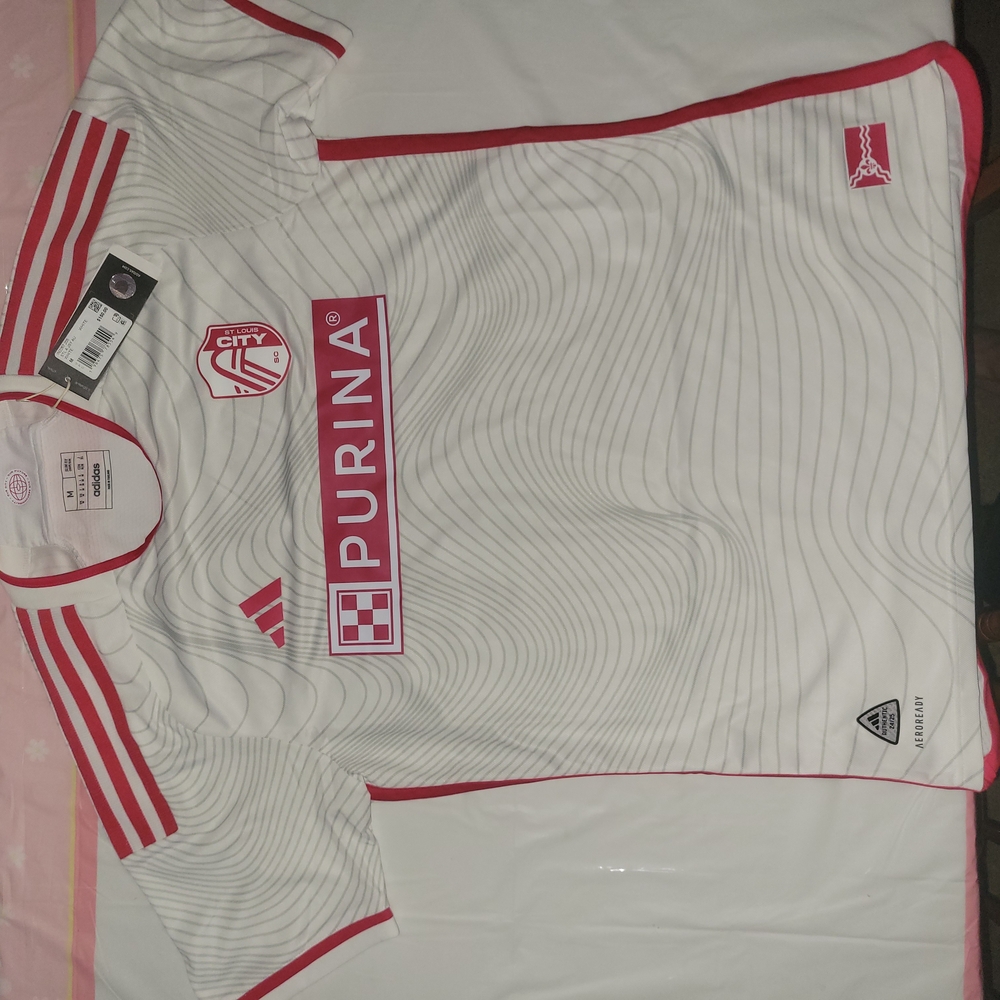 Adidas White and Red Soccer Jersey